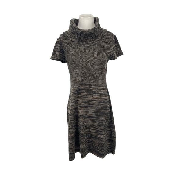 Calvin Klein Sweater Dress Size S Brown Variegated Short Sleeve Cowl Neck Size S - Picture 1 of 7